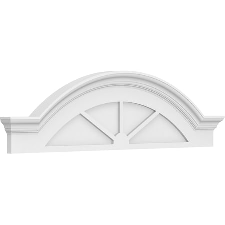 Ekena Millwork Segment Arch W/ Flankers 3 Spoke Architectural Grade PVC Pediment, 50"W x 13-1/2"H x 2-1/2"P PEDPS050X135SGF03